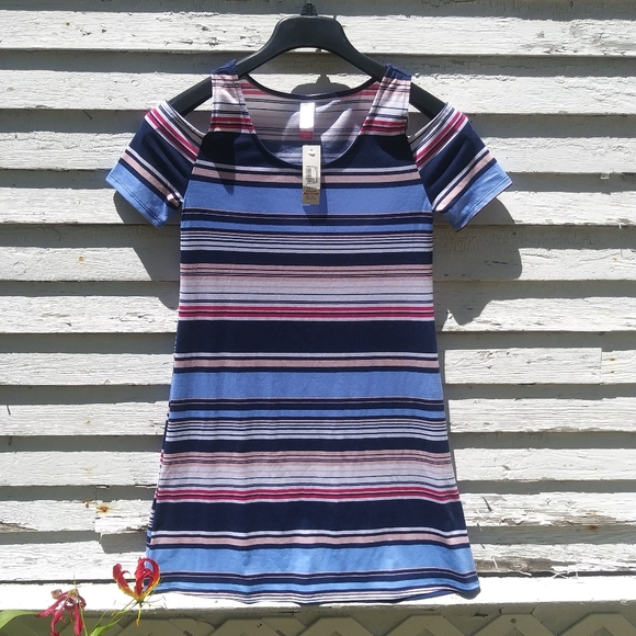 No Boundaries Striped Cold Shoulder Summer Dress - Picture 3 of 8